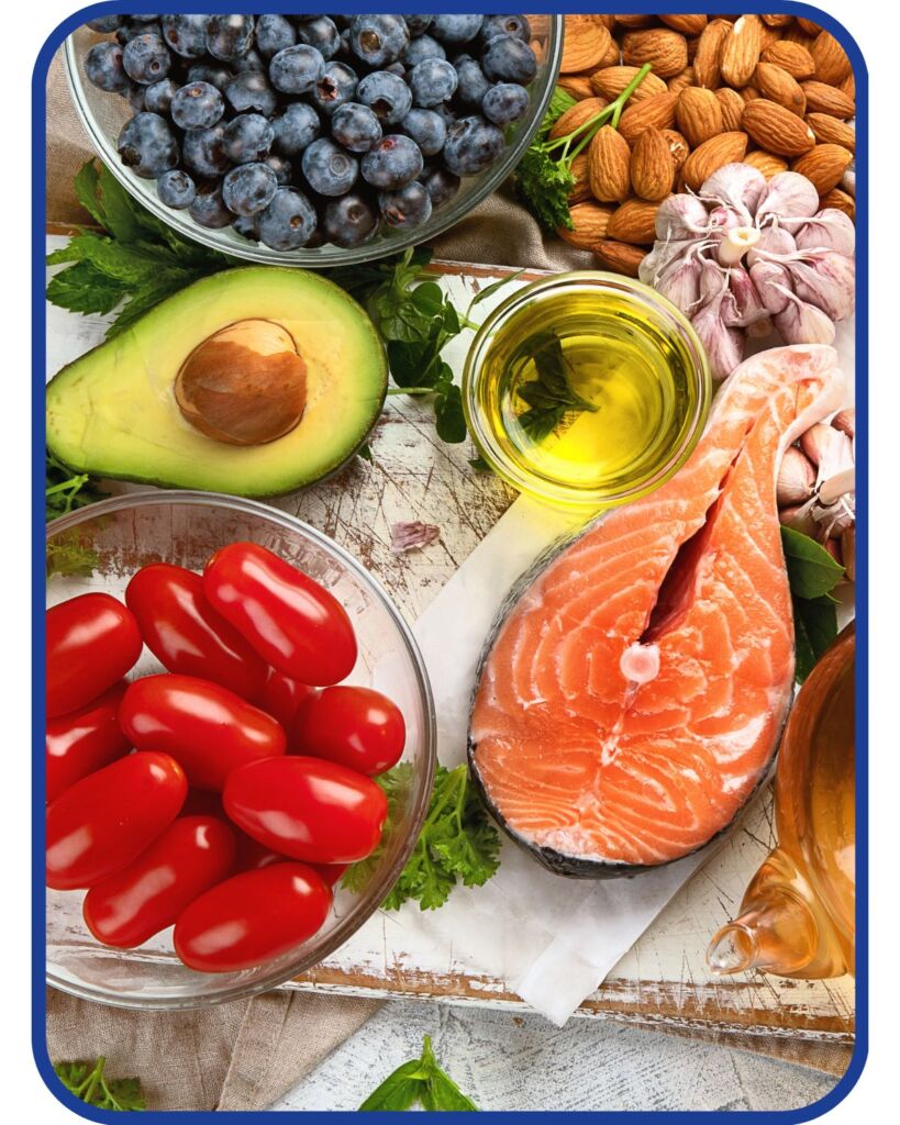 a lay flat photo of foods that are good for aging skin