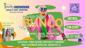 Monthly Bunco social event at Town Square University Parkway in Sarasota Florida